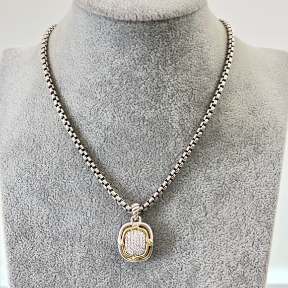 David Yurman Jewelry - David Yurman 925 & 18k Gold Labyrinth Pendant Necklace with Diamonds 18"